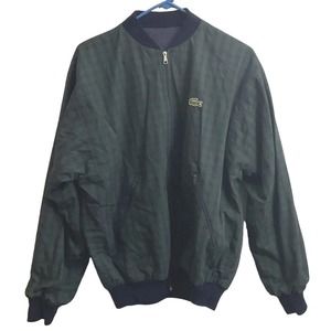 Lacoste Full Zip Jacket Navy Blue Green Plaid Alligator Reversible Size 3 Flaw